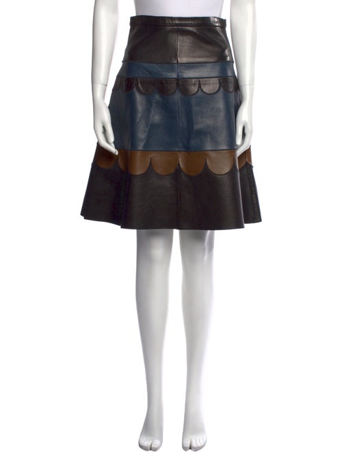 Red Valentino Lamb Leather Knee-Length Skirt