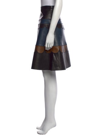 Red Valentino Lamb Leather Knee-Length Skirt