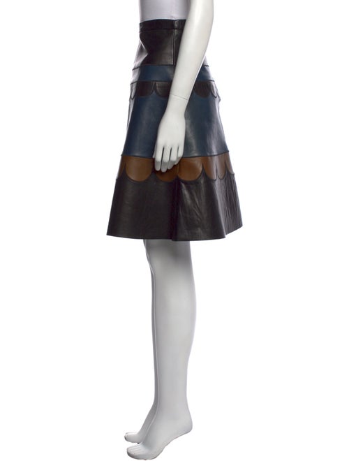 Red Valentino Lamb Leather Knee-Length Skirt