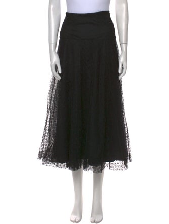 Red Valentino Mesh Accents Midi Length Skirt