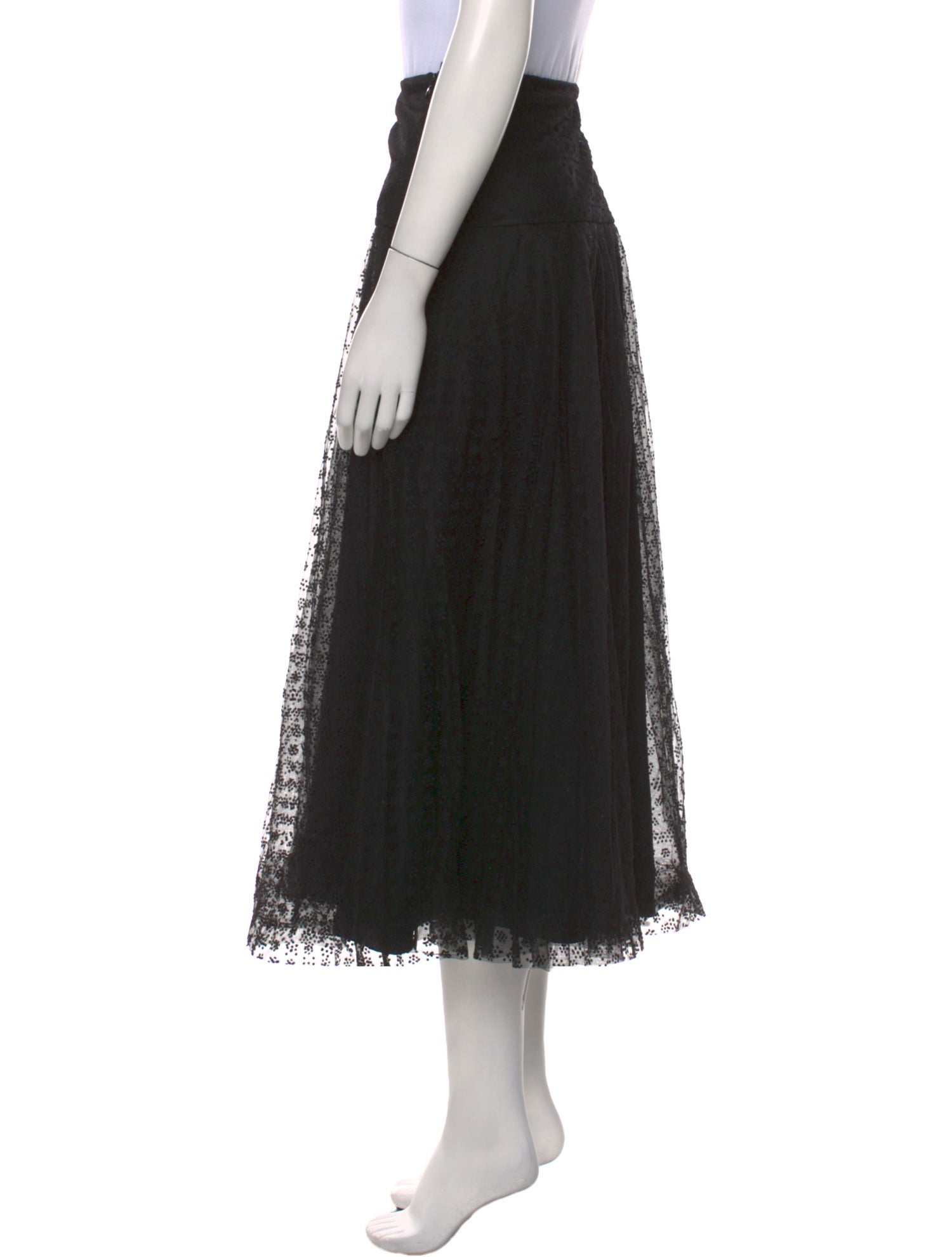 Red Valentino Mesh Accents Midi Length Skirt