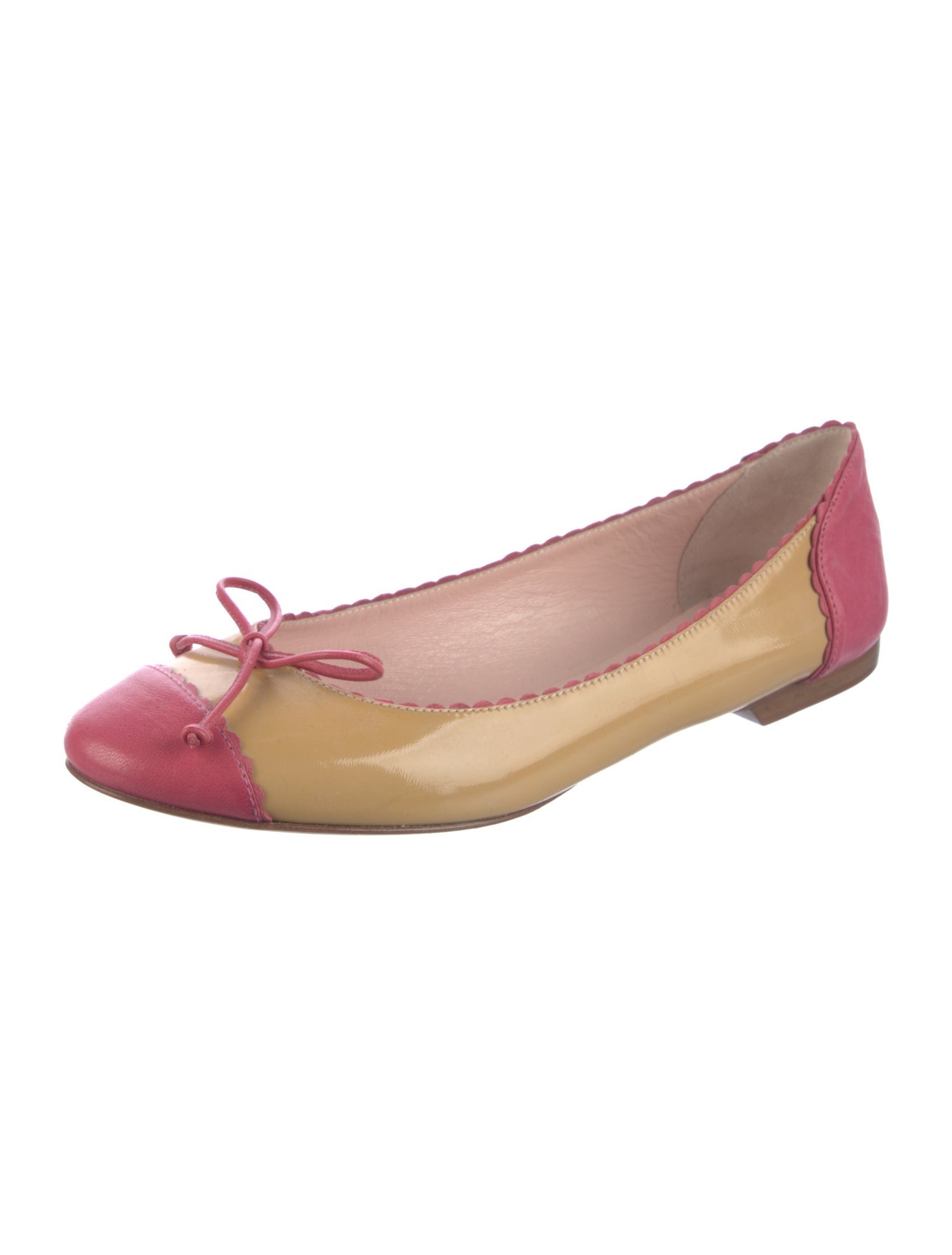 Red Valentino Patent Leather Bow Accents Ballet Flats