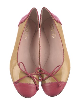 Red Valentino Patent Leather Bow Accents Ballet Flats