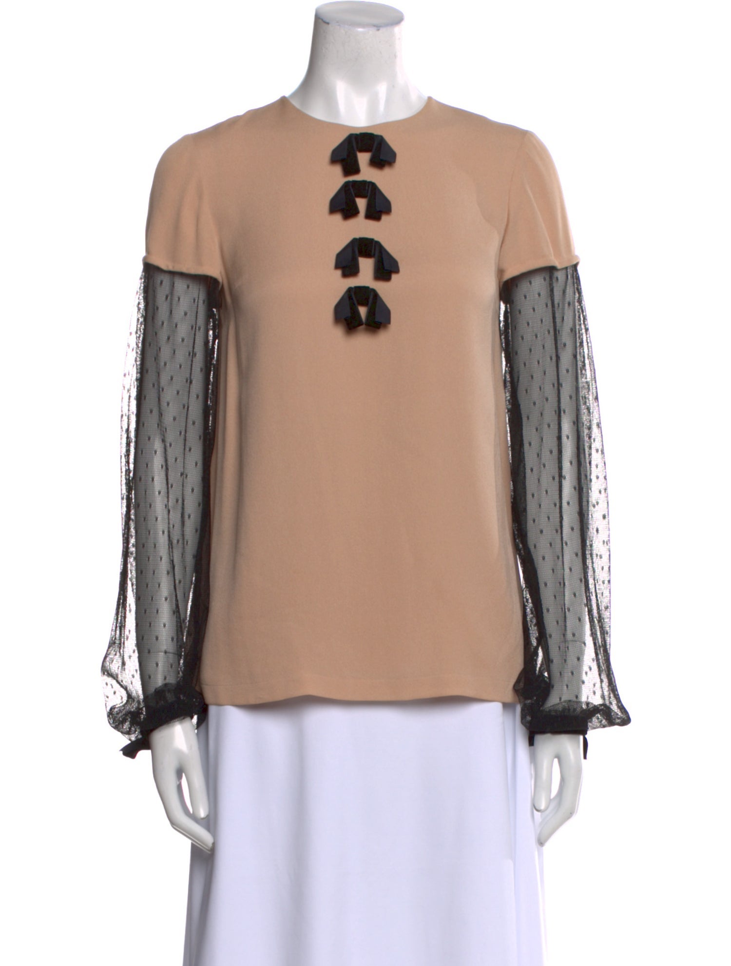 Red Valentino Crew Neck Long Sleeve Blouse