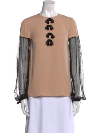 Red Valentino Crew Neck Long Sleeve Blouse
