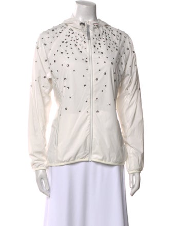 Red Valentino Mock Neck Long Sleeve Button-Up Top