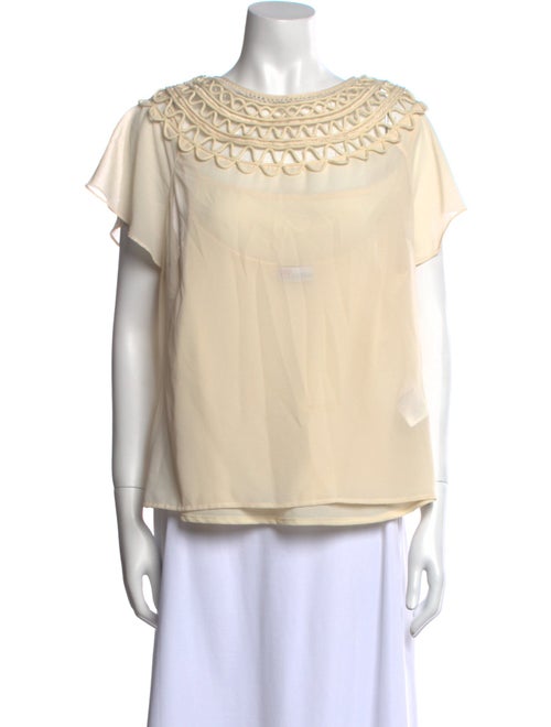 Red Valentino Bateau Neckline Short Sleeve Blouse