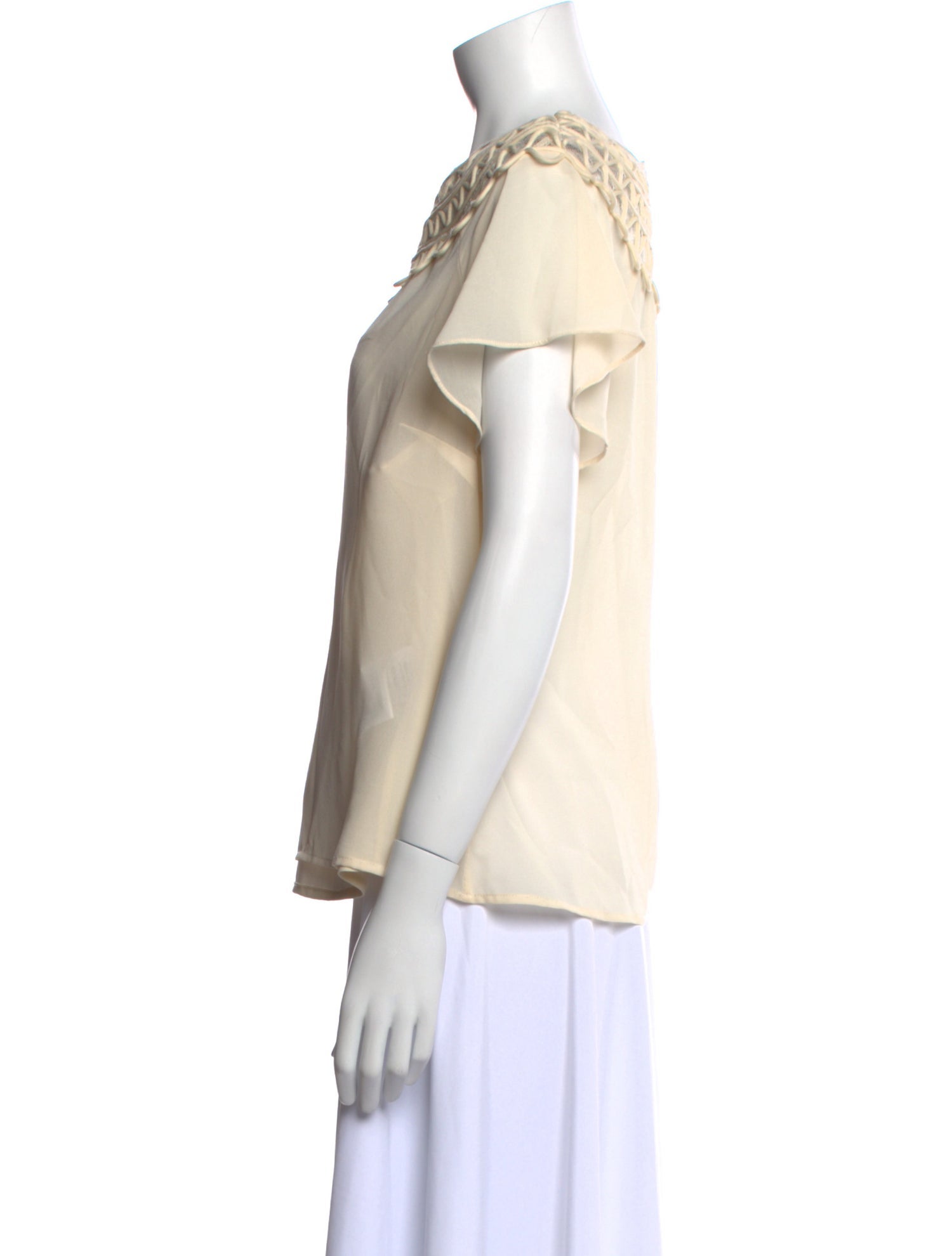 Red Valentino Bateau Neckline Short Sleeve Blouse