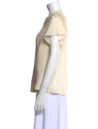 Red Valentino Bateau Neckline Short Sleeve Blouse