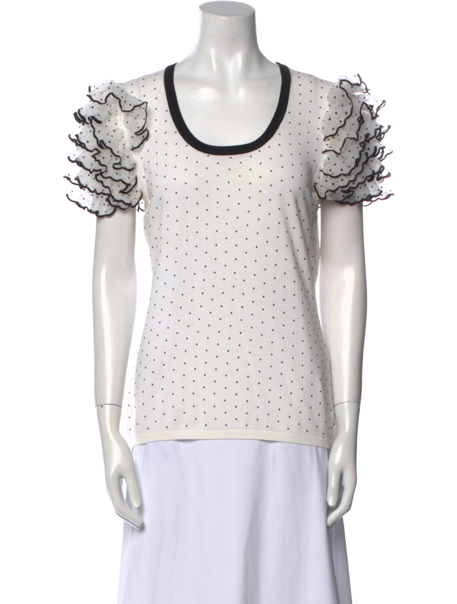 Red Valentino Polka Dot Print Scoop Neck T-Shirt