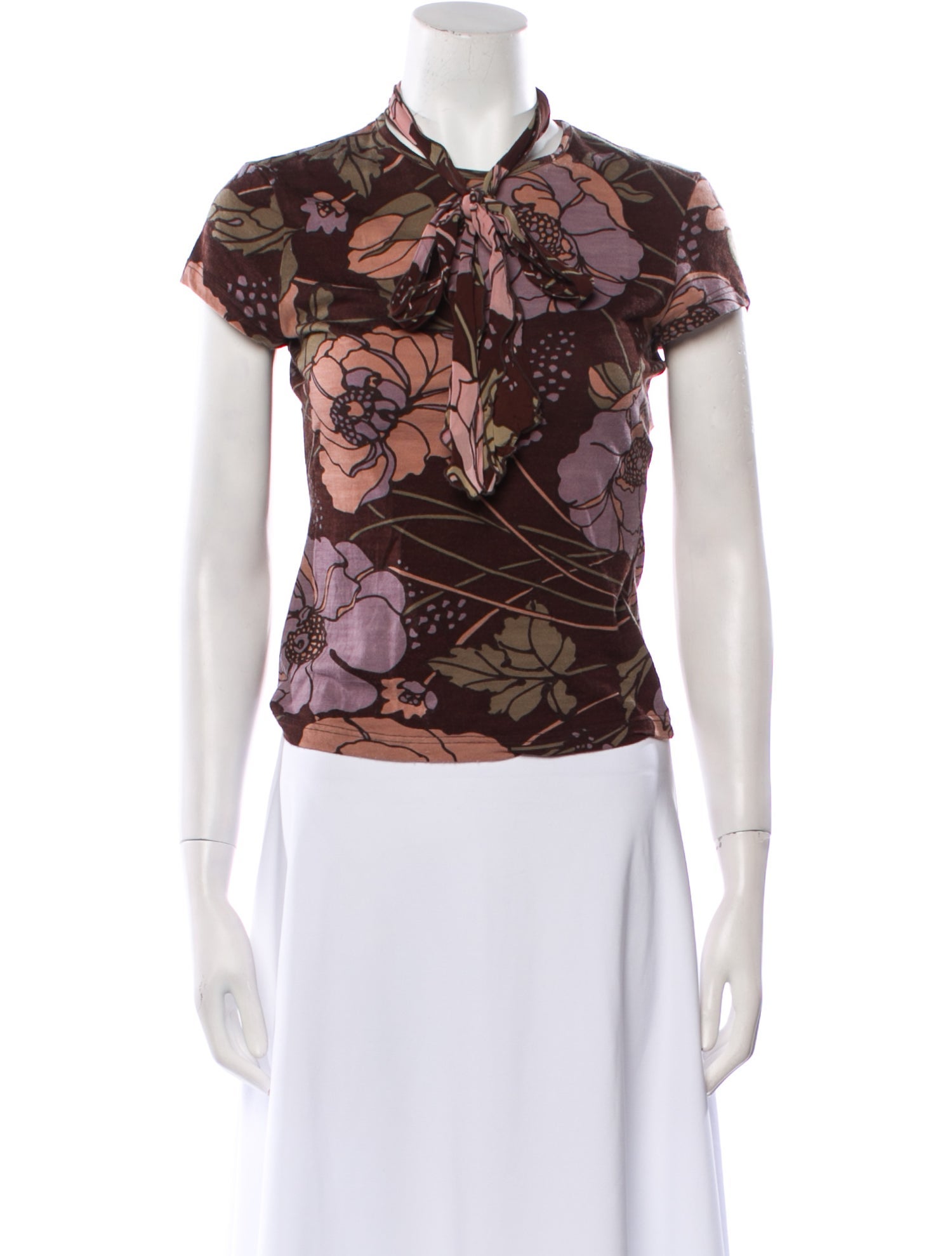 Red Valentino Floral Print Short Sleeve Top