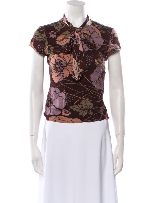 Red Valentino Floral Print Short Sleeve Top