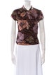 Red Valentino Floral Print Short Sleeve Top