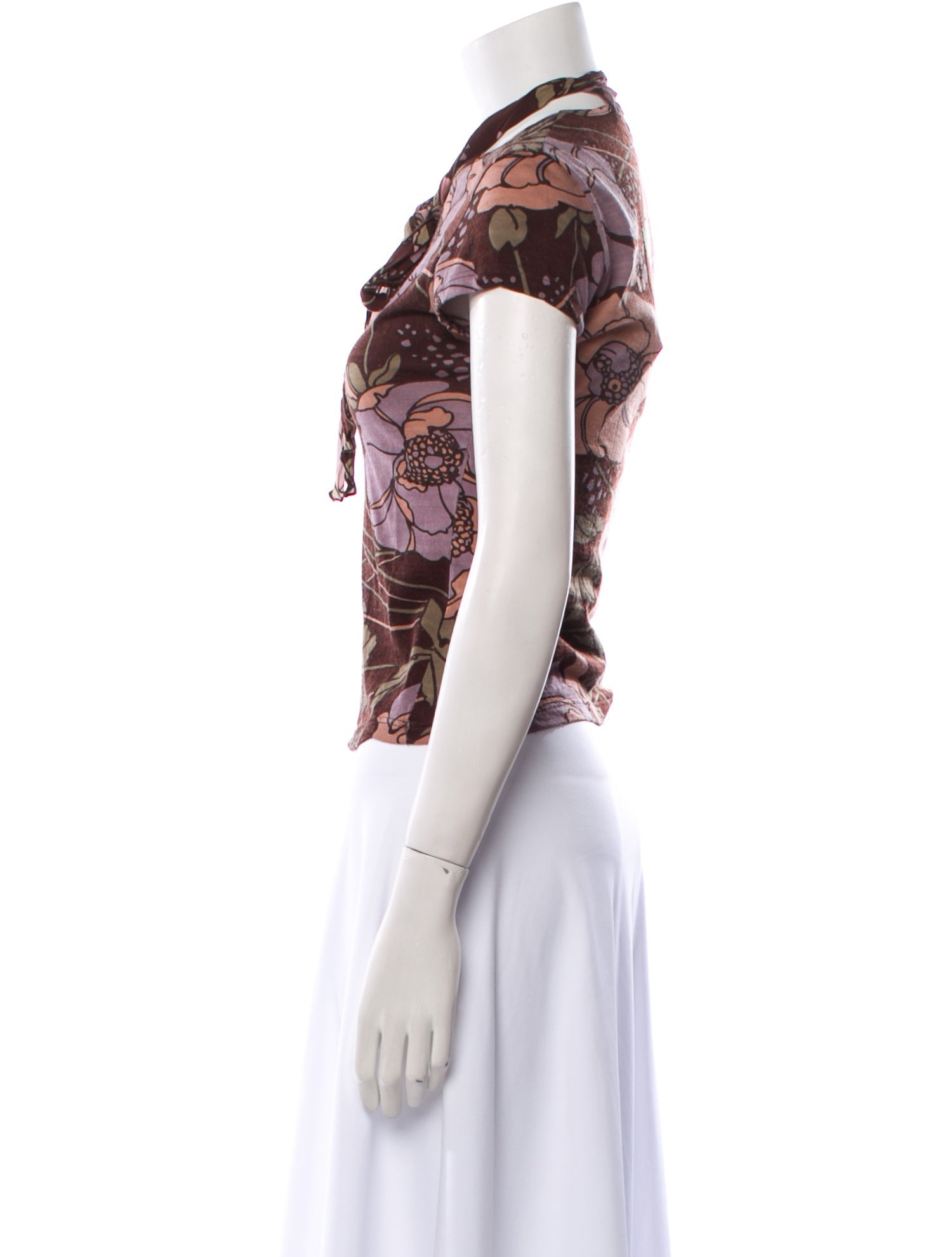 Red Valentino Floral Print Short Sleeve Top