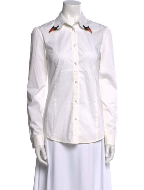 Red Valentino Long Sleeve Button-Up Top