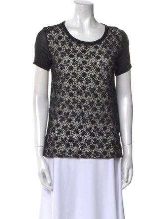 Red Valentino Lace Pattern Scoop Neck T-Shirt