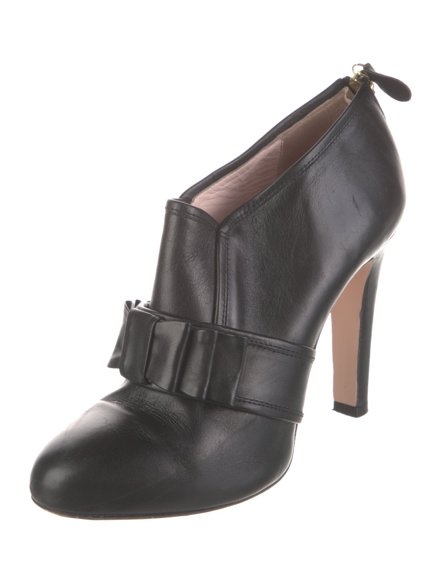 Red Valentino Leather Animal Print Lace-Up Boots