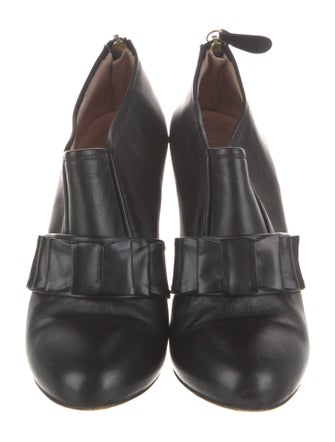 Red Valentino Leather Animal Print Lace-Up Boots