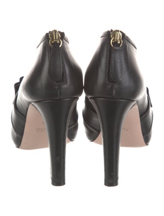 Red Valentino Leather Animal Print Lace-Up Boots