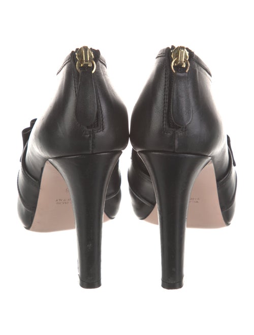 Red Valentino Leather Animal Print Lace-Up Boots