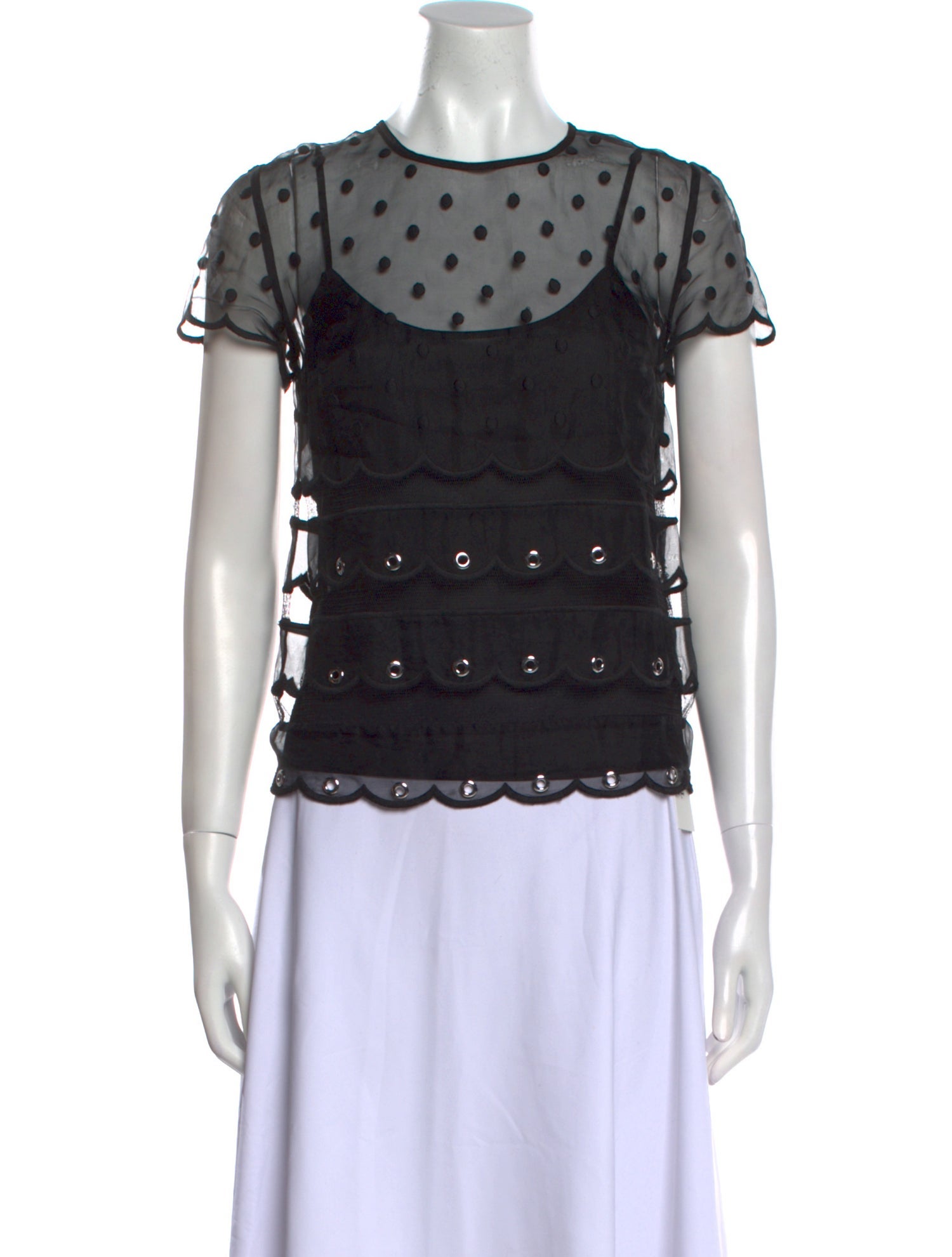 Red Valentino Lace Pattern Crew Neck Top