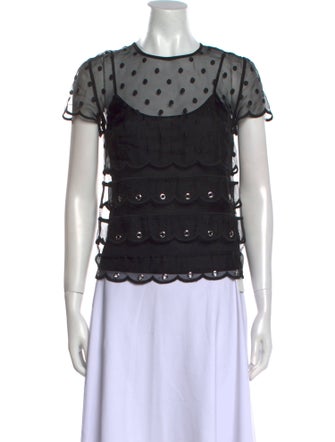 Red Valentino Lace Pattern Crew Neck Top