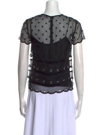 Red Valentino Lace Pattern Crew Neck Top