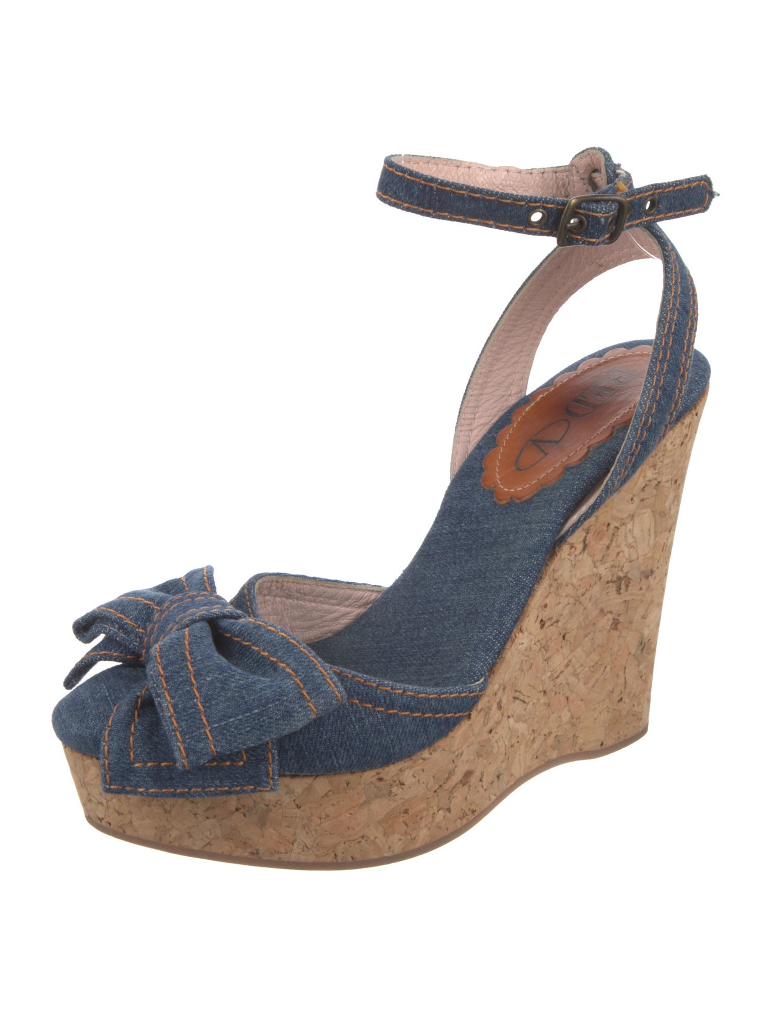 Red Valentino Denim Bow Accents Espadrilles