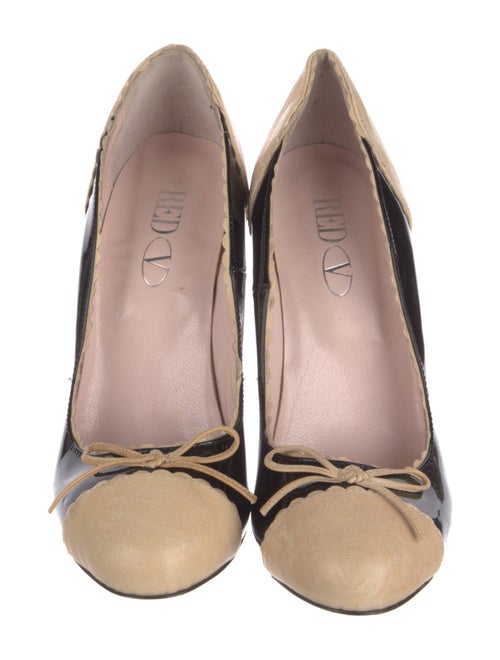 Red Valentino Patent Leather Colorblock Pattern Pumps