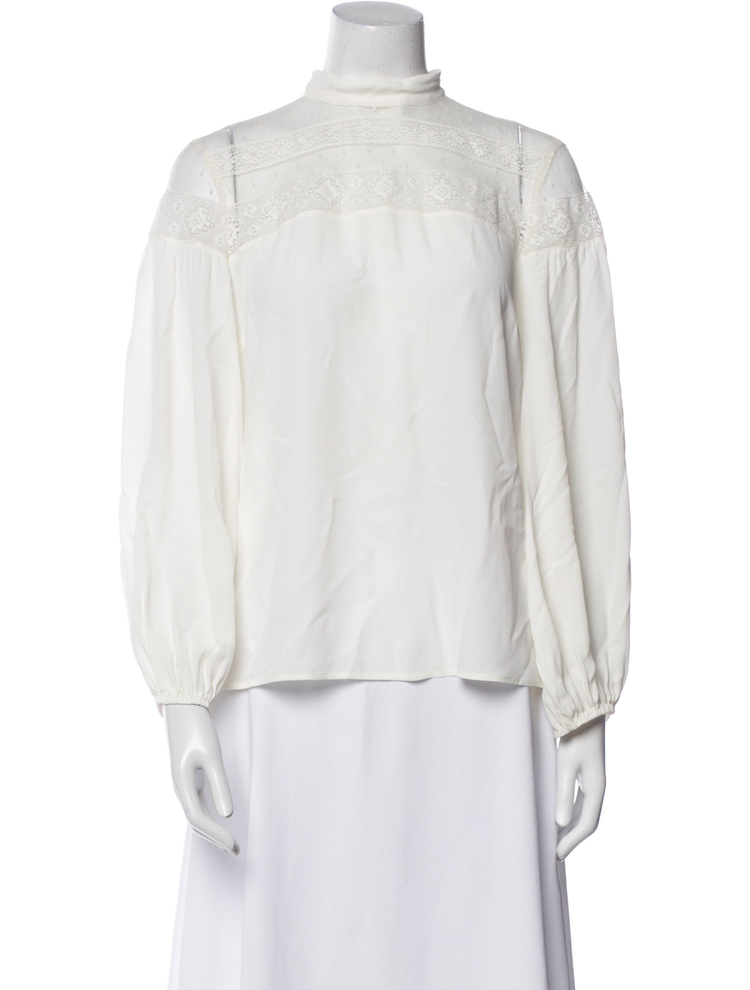 Red Valentino Mock Neck Long Sleeve Blouse