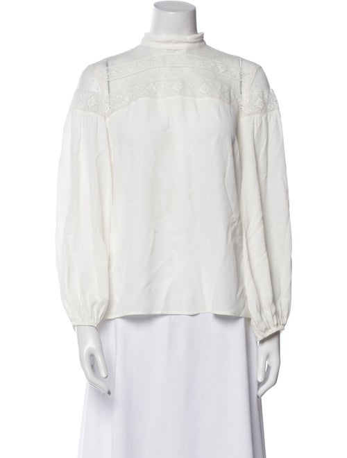 Red Valentino Mock Neck Long Sleeve Blouse