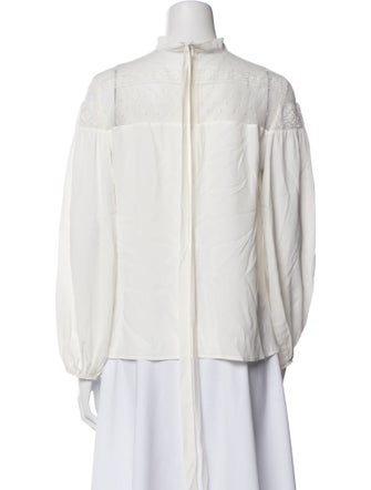 Red Valentino Mock Neck Long Sleeve Blouse