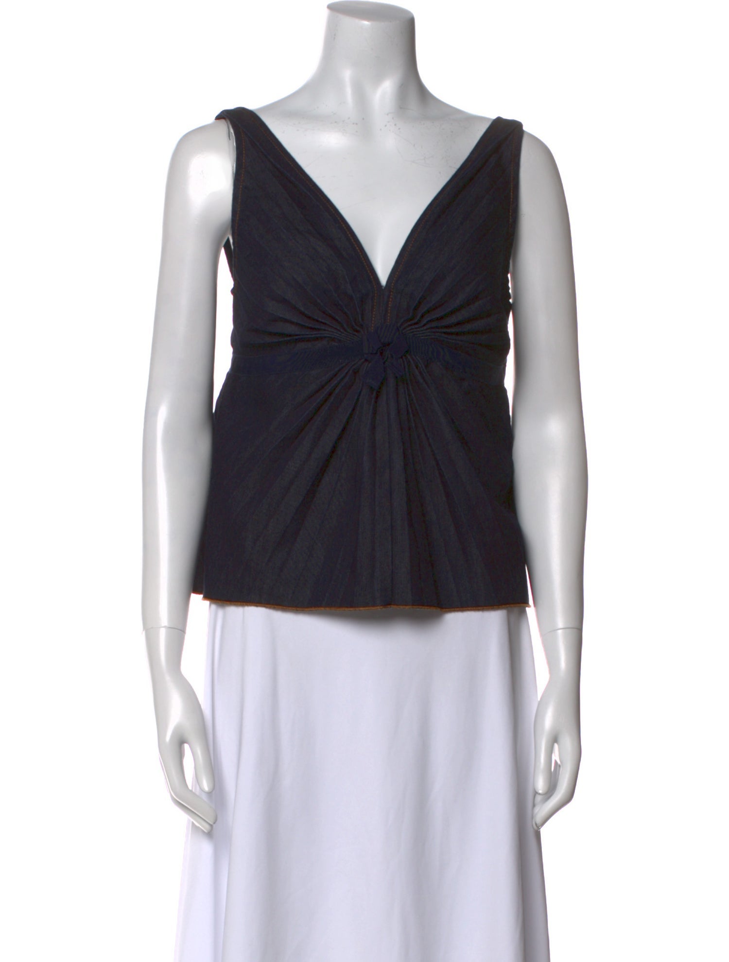 Red Valentino V-Neck Sleeveless Crop Top