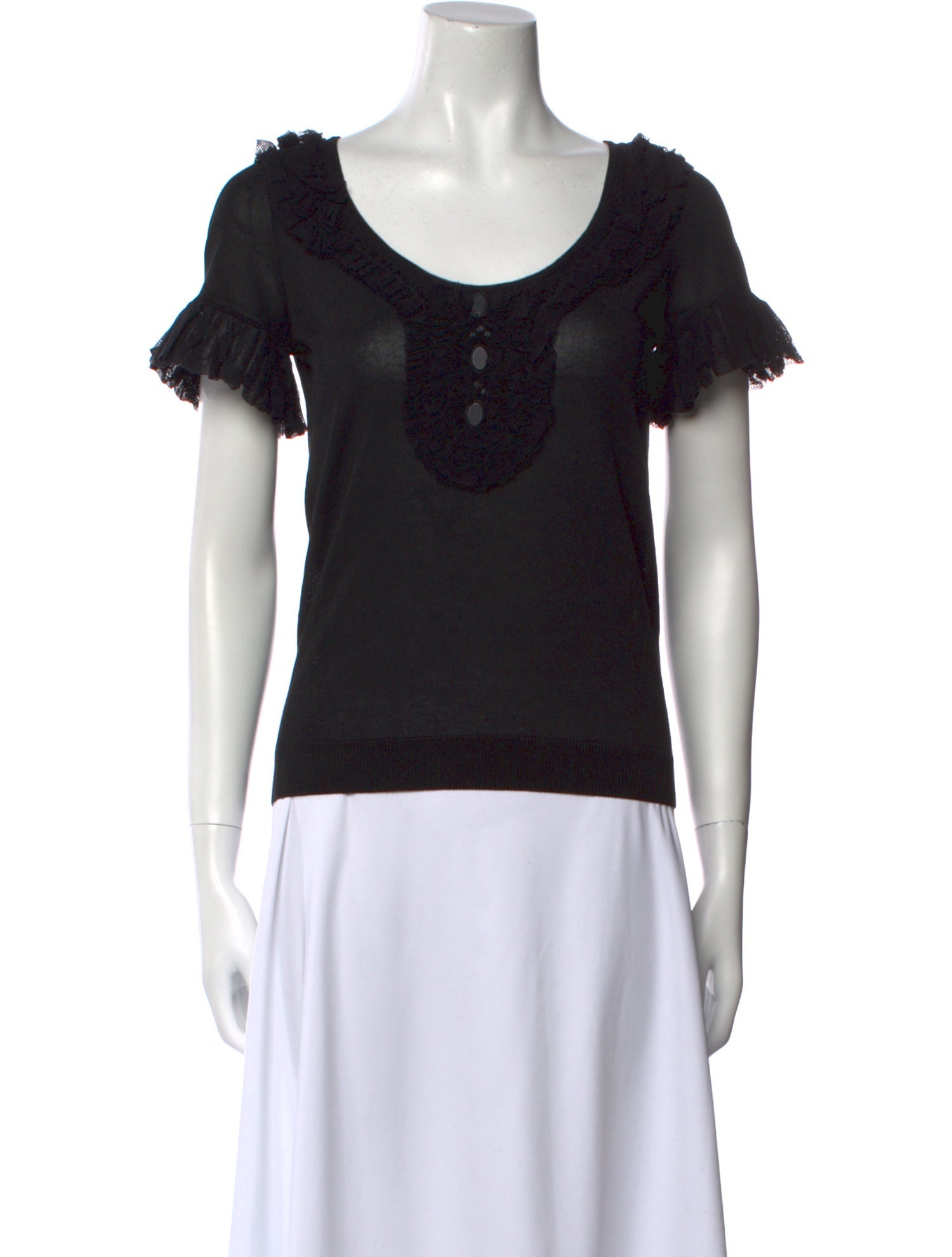 Red Valentino Scoop Neck Short Sleeve Top