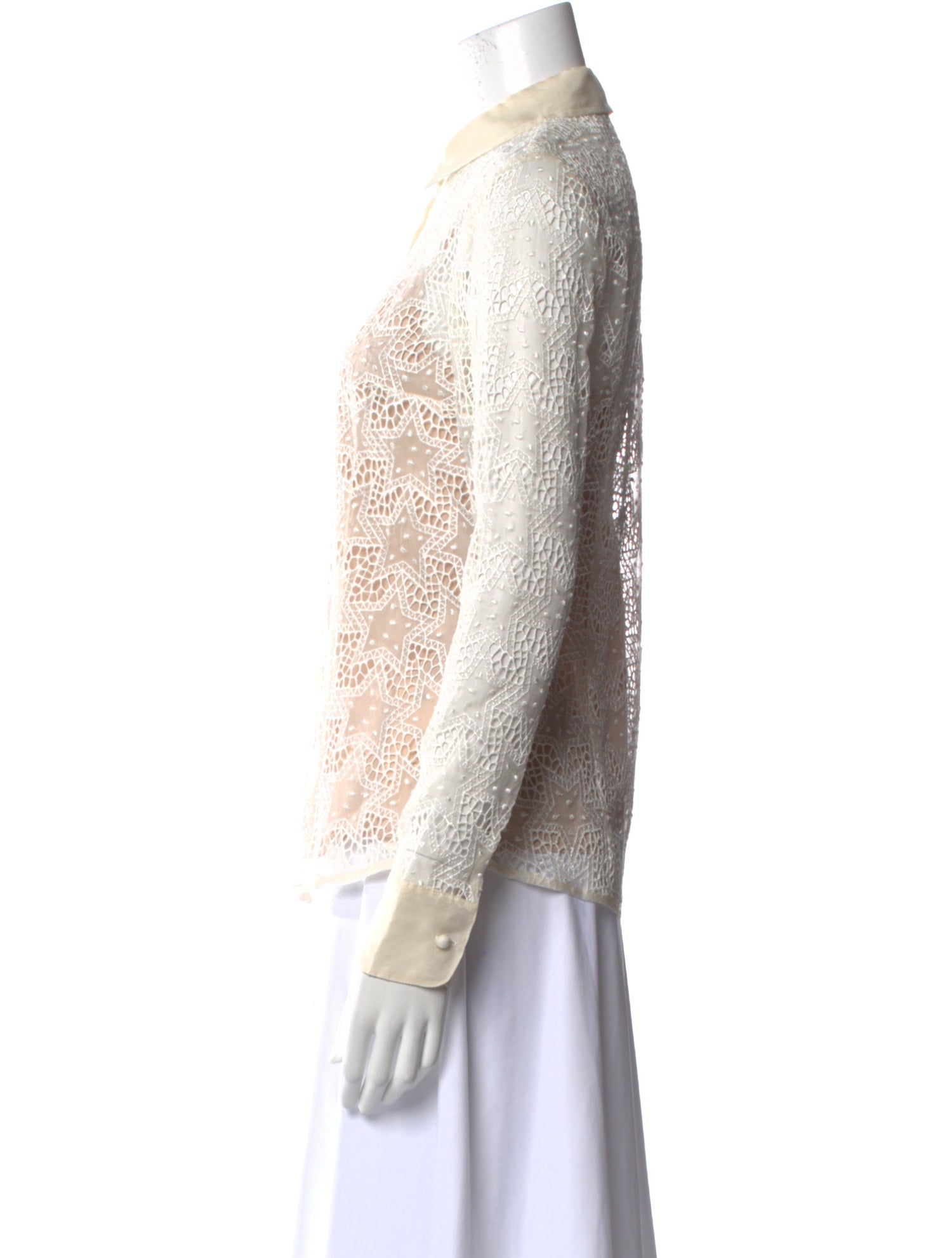 Red Valentino Printed Long Sleeve Button-Up Top