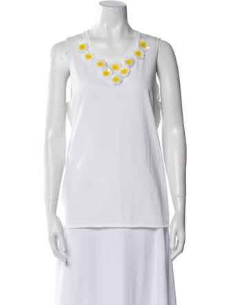 Red Valentino Floral Print Scoop Neck Top