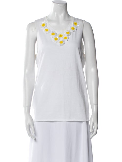 Red Valentino Floral Print Scoop Neck Top