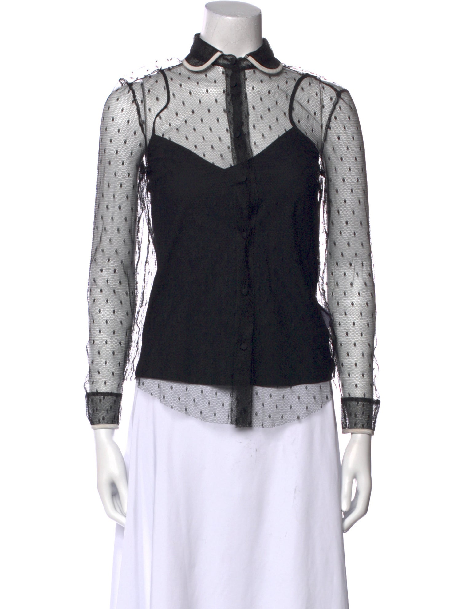 Red Valentino Long Sleeve Button-Up Top