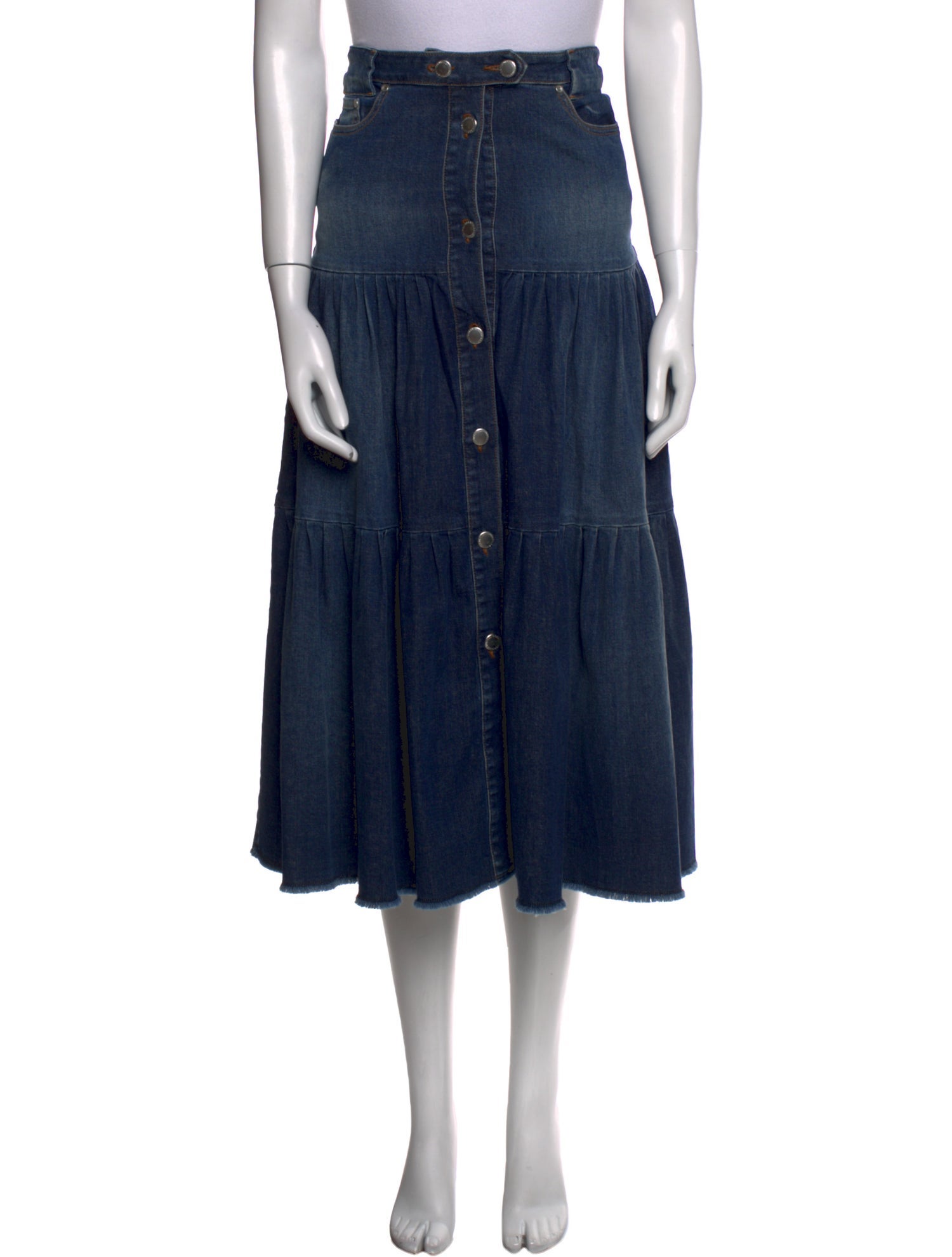 Red Valentino Raw-Edge Trim Midi Length Skirt