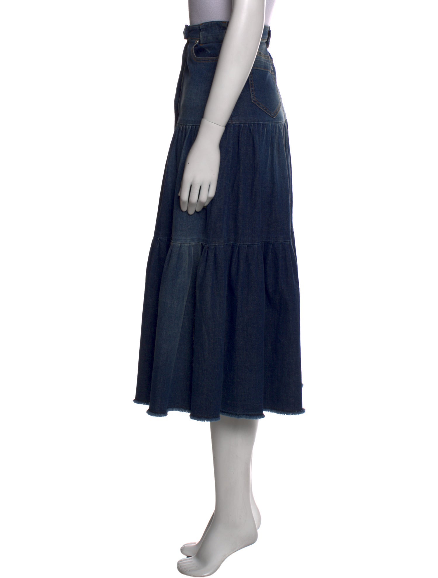 Red Valentino Raw-Edge Trim Midi Length Skirt