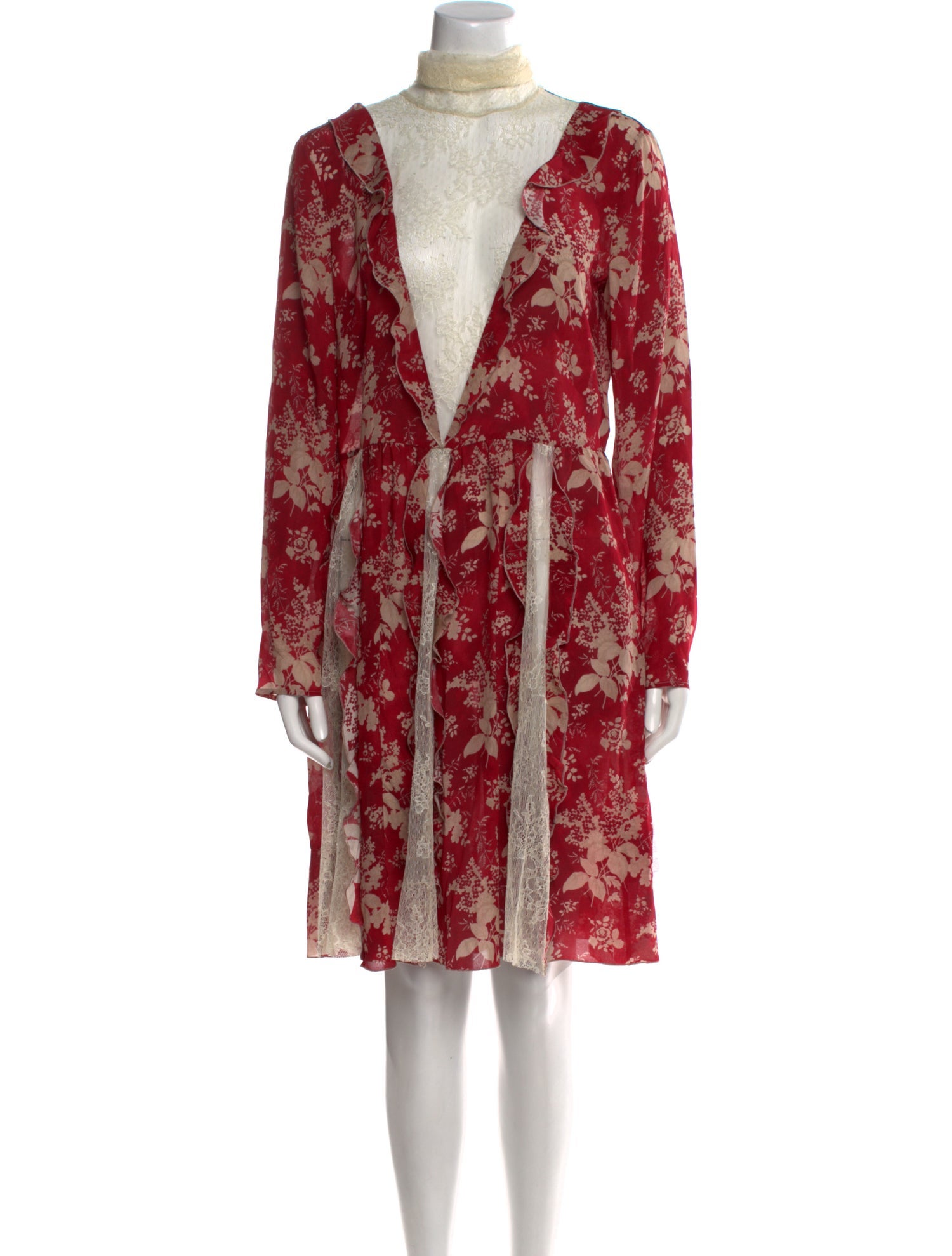 Red Valentino Floral Print Knee-Length Dress