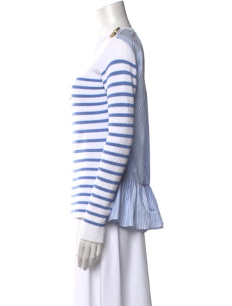 Red Valentino Striped Scoop Neck Sweater