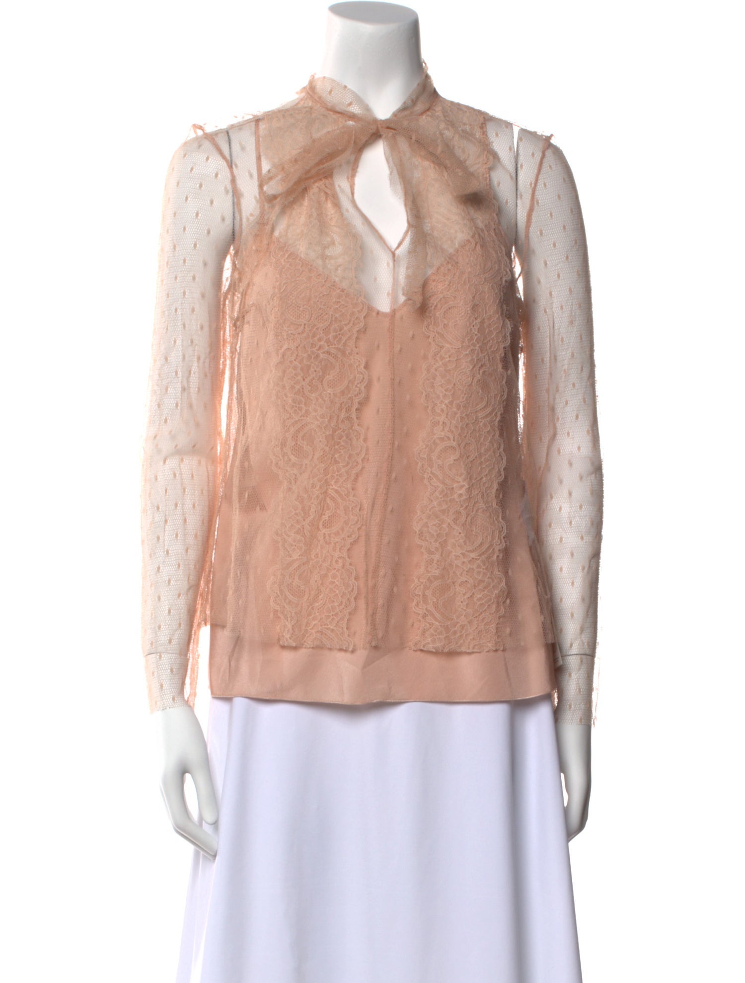 Red Valentino Tie Neck Long Sleeve Blouse