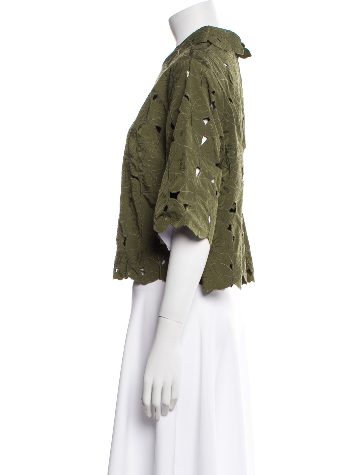 Red Valentino Short Sleeve Crop Top