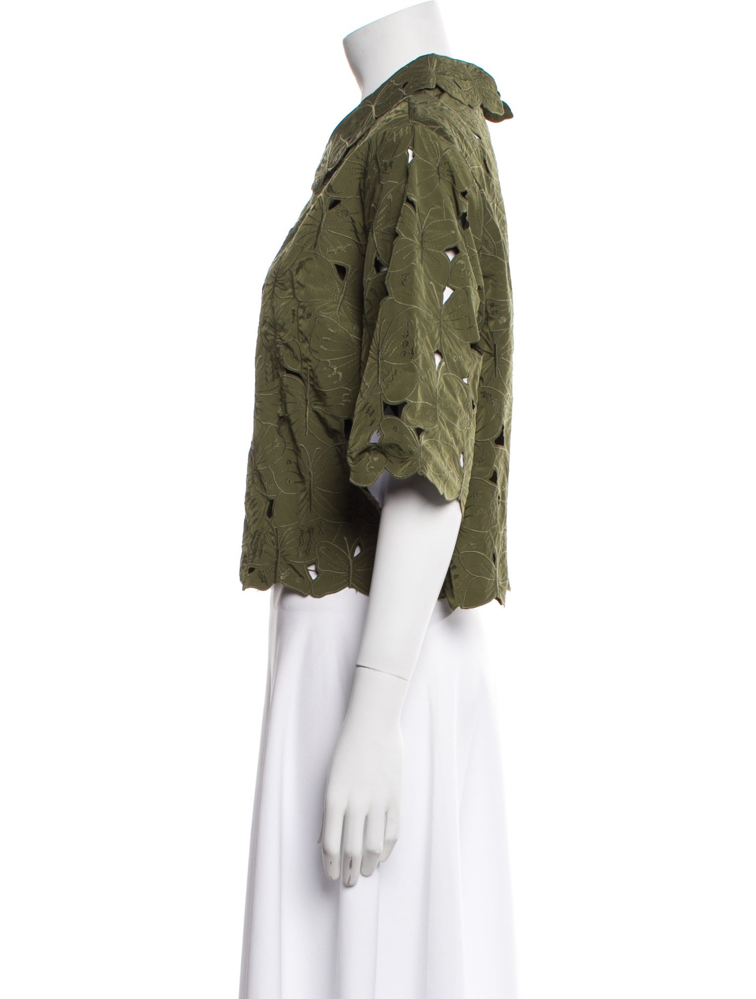 Red Valentino Short Sleeve Crop Top