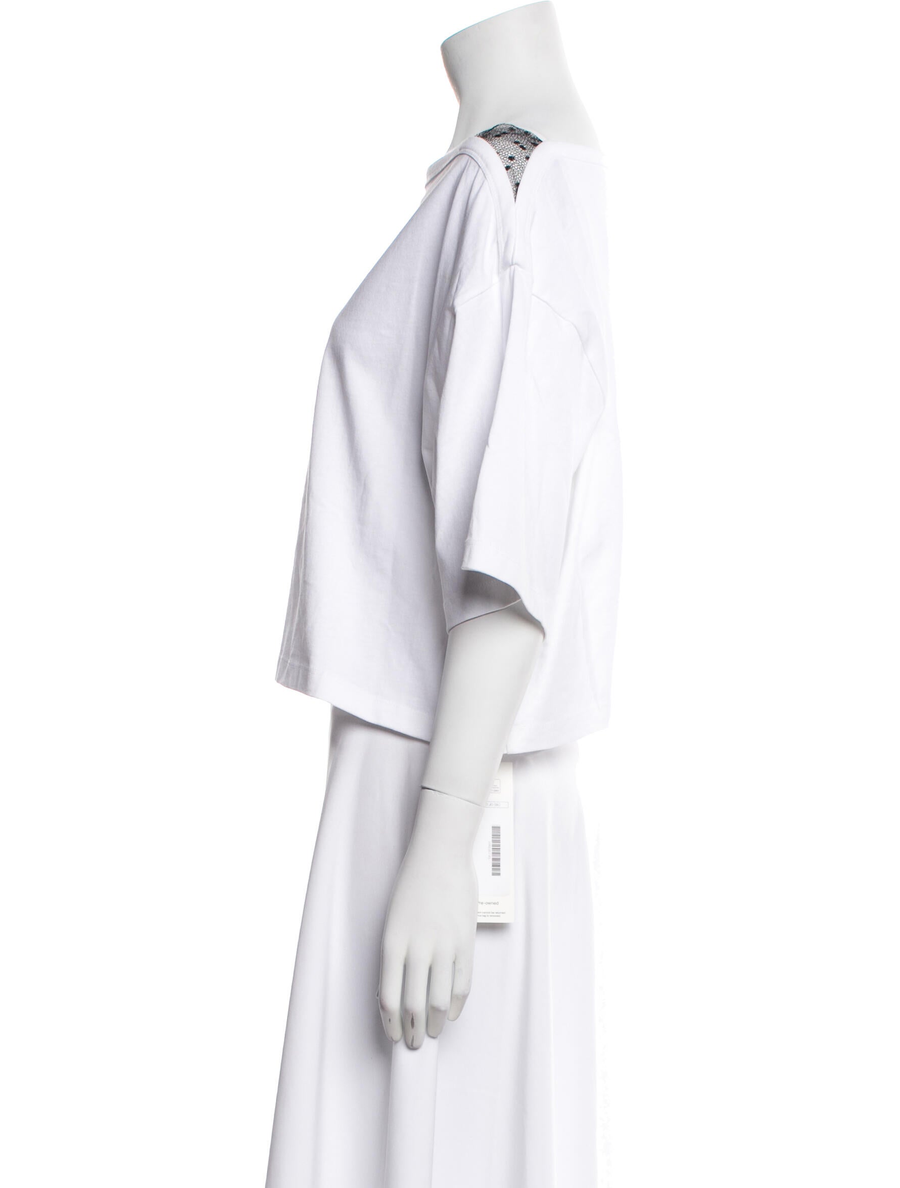 Red Valentino Bateau Neckline Short Sleeve Crop Top