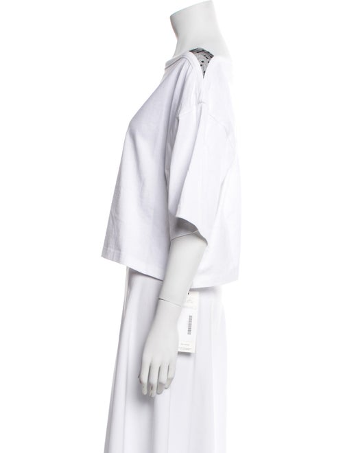 Red Valentino Bateau Neckline Three-Quarter Sleeve Crop Top