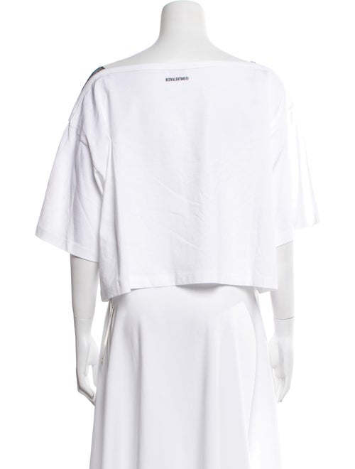 Red Valentino Bateau Neckline Three-Quarter Sleeve Crop Top