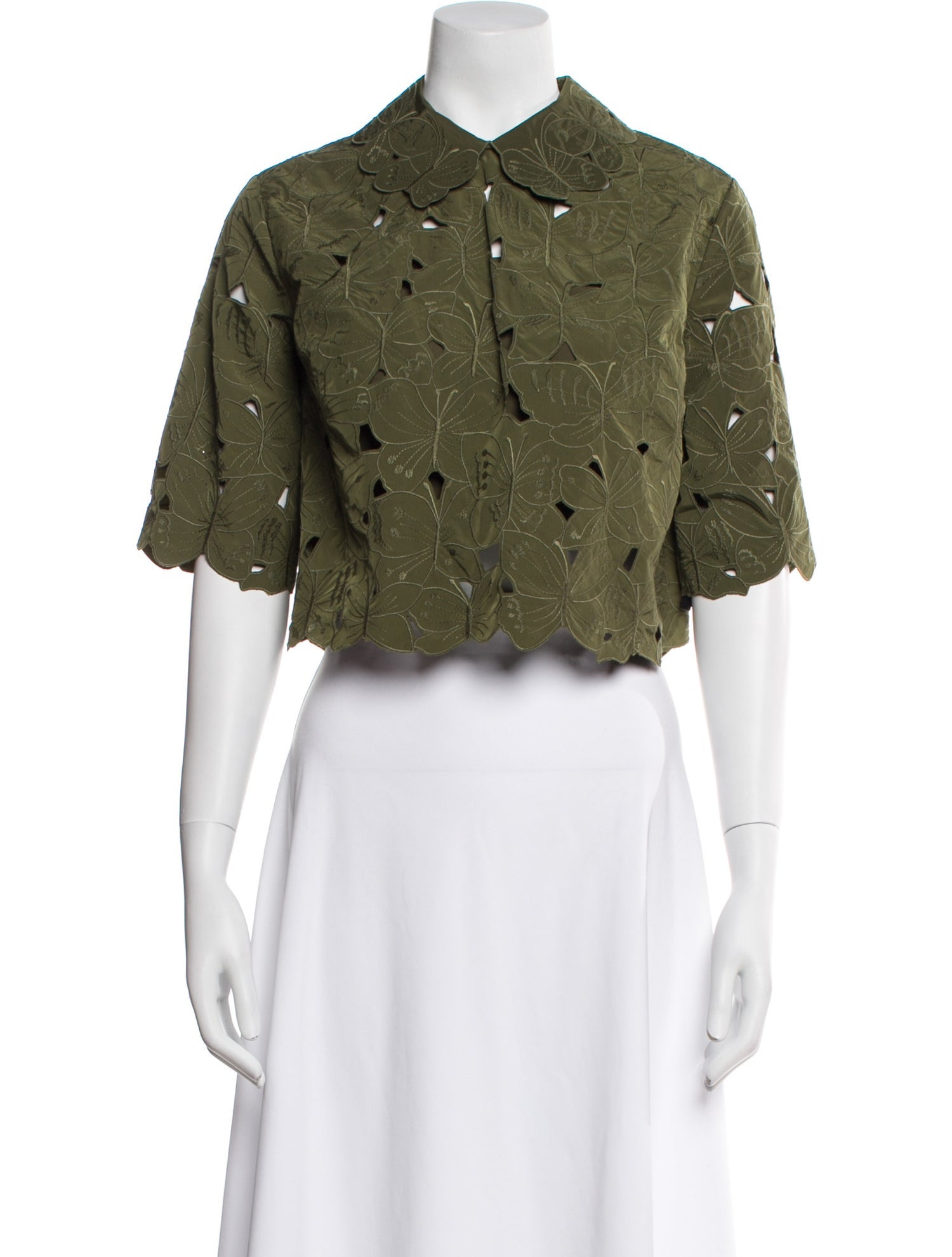 Red Valentino Lace Pattern Short Sleeve Crop Top w/ Tags