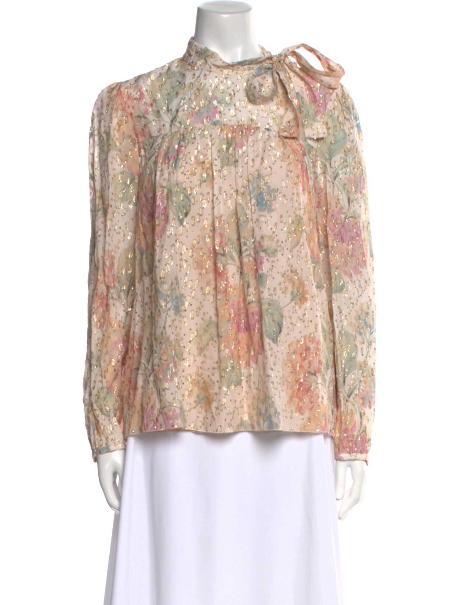 Red Valentino Floral Print Mock Neck Blouse w/ Tags